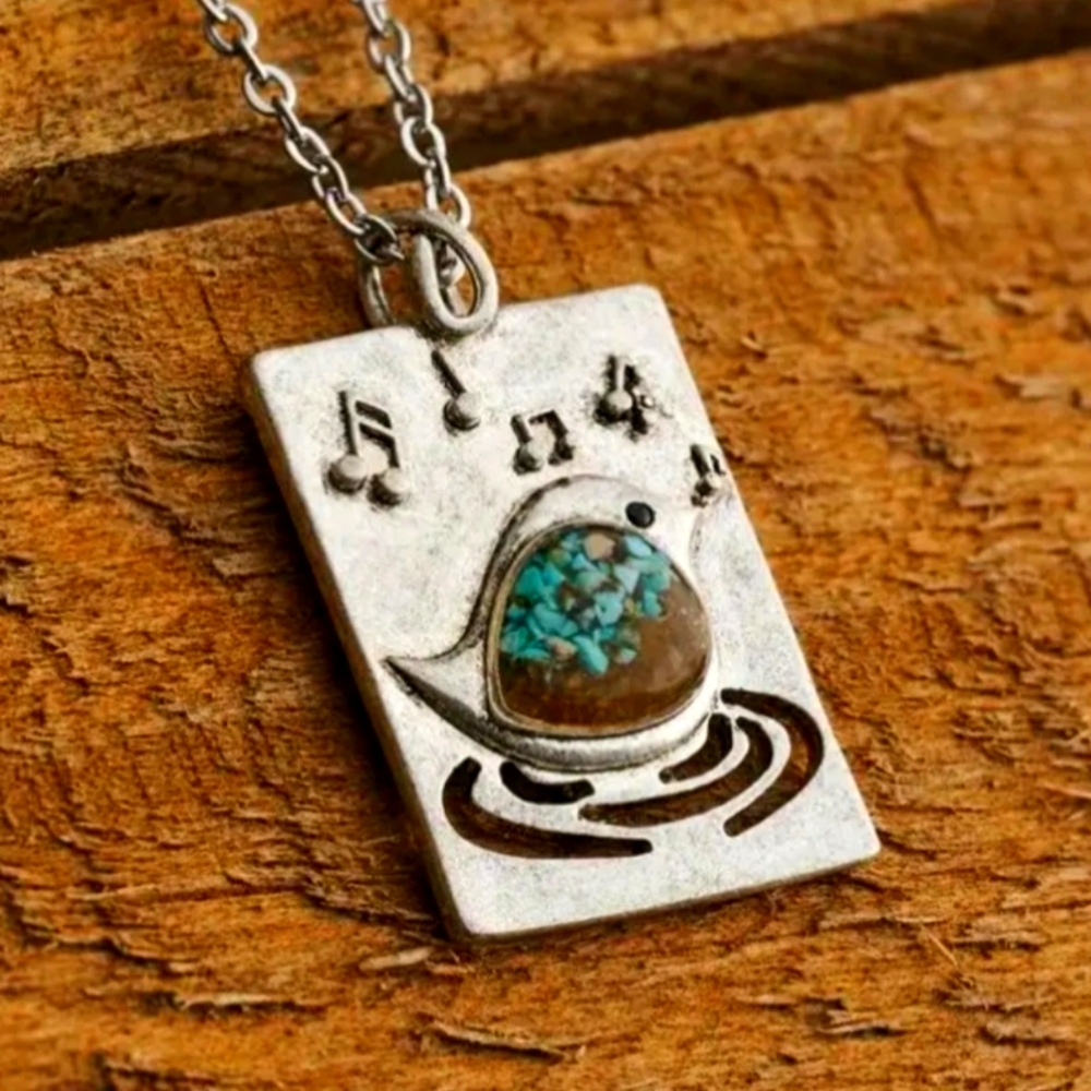 SINGING BIRD  Necklace Watercolors 16inch chain NP#2
